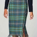 J.Jill Women's Plaid Fringe Wool Blend Pencil Skirt Size 10 Petite gray blue gr Photo 0