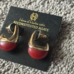 House of Harlow 1960 Reconstituted Red Agate Earrings Gold Photo 1