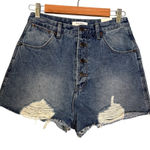NWT Moussy Women's Blue Cut Off Jean Shorts Distressed Raw Hem Denim 28 Boho Photo 0