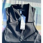 Urban Outfitters UO Party Girl Cotton-Blend Button Down Sleeveless Shirt Black Photo 5