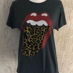Daydreamer  Rolling Stones Velvet Leopard Black Tee, Size M Photo 0