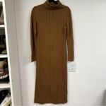 Peruvian Connection Brown Cable Knit Long Sleeve Midi Dress Mock Neck Womens S Photo 1