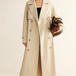 COMMENSE Elegant Trench Coat with Belt NWT Medium Oversized can fit a L or XL Tan Photo 12