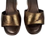 Talbots Women's Wedge Sandals Size 9.5 Copper Brown Leather Open-Toe Slip-On Photo 3