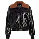 Revolve Mother * Pilot Faux Patent Leather Jacket, Black Size XL New w/Tag Photo 1