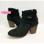Free People Hybrid Heel Boots Black Leather Destroyed Strappy Edgy Ankle Booties Photo 11