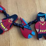 Wooden cactus coyote Native American Indians necklace Black Photo 2