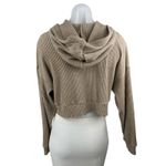 Alo Yoga Muse Women's Brown Ribbed Knit Hooded Long Sleeve Crop Sweatshirt Top M Size M Photo 1