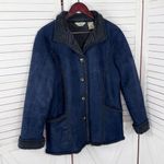 Vtg L.L.Bean Faux Suede Sherpa Lined Chore Coat Navy‎ Blue Small Western Ranch Photo 7