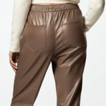 ZARA RELAXED FAUX LEATHER THE WEEKEND MID-RISE PANTS Beige Size L Photo 0