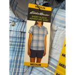 Eddie Bauer NWT  Shirt Womens Blue Plaid Adventurer Dry Size Medium UPF 50 Photo 4