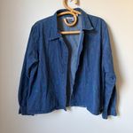 Vintage Denim Painted Flower Button Down Top Women's Large Blue Photo 2