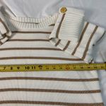 Jones New York Crew Neck White Sweater with Gold Stripes 3/4 sleeves Size XL Photo 6