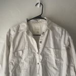 American Eagle  Size Small White Cotton Denim‎ Western Embroidered Button Jacket Photo 3