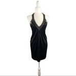 BCBGMAXAZRIA BCBG Diamante Mesh Mini Dress Black V-Neck Halter XS Clubwear Disco Party Photo 2