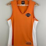 Harley Davidson HARLEY-DAVIDSON Orange White V Neck Jersey Logo Emblem Tank Top Photo 0