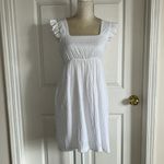 Gianni Bini GB White Square Neck Flutter Sleeve Seersucker Darling Dress Sz S Photo 4