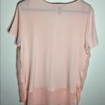 Kate & Mallory Peach blouse- V- neck symmetrical sheer hem Photo 2