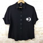 Hot Topic Skull Salem Oversized Button Shirt Womens S Black Goth Witch Moon Photo 3