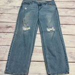 Old Navy  Mid Rise Boyfriend Loose Jean Light Wash Distressed Size 16 Tall Long Photo 0