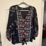 West Kei Floral Navy Blouse with Tie Front Photo 6