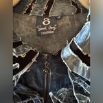 Samuel Dong Artistic Abstract Mesh Ruffle Blue Jean Zip Up Shirt Shacket JacketM Size M Photo 1