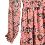 Patrons of Peace  Pastel Pink Floral Boho Smocked Long‎ Sleeves Maxi Dress Medium Photo 4