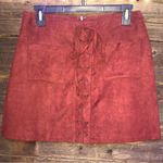 Sweet Wanderer  Copper Faux Suede Front Tie skirt Photo 1