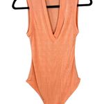 Alix NYC Coral Pink Orange V Neck Plunge Bodysuit Size Small Photo 0