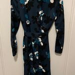 Banana Republic Green Teal White Floral V Neck Long Sleeve Wrap Dress Size 0 Photo 1