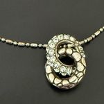 Brighton  Silver-plated Pebble Pave Crystal Interlocking Circles Necklace 9g. Photo 5