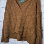 American Eagle cable knit brown v-neck hoodie sweater fall winter Medium. Photo 1