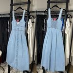 Selfie Leslie  Indikah Pixie Dust Button Front Denim Blue Midi Dress Photo 3