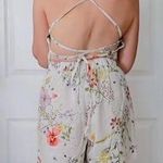 H&M [] Cream Linen Blend Cottagecore Wildflower Floral Print Strappy Romper Sz XL Photo 1