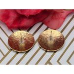 Beautiful Vintage Red & Gold Cloisonne Flower Butterfly Round Pierced Earrings Photo 1