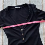 Reformation  Jeans Black Ribbed Knit Long Sleeves Mini Dress Women’s Size Small Photo 5