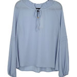 Sanctuary Social Standard Womens Light Blue Long Sleeve Smocked Collar Demure‎ Blouse M Photo 0
