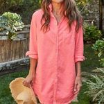 Frank & Eileen Mary Famous Denim Button Up Mini Dress Neon Strawberry Small S Photo 0