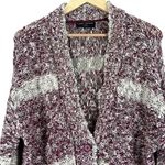 Lane Bryant Cardigan Size 18/20 Cozy Burgundy White Striped Cotton Button-Front Photo 3