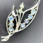 Vintage Pin Brooch Earrings Clip On Blue Rhinestone Prong Set Jewelry Set 3pc Photo 5