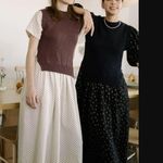 Things Between Boheme Elvie Brown & White Floral Knit Vest Overlay Midi Dress S Photo 0