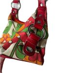 Tommy Hilfiger Vintage Red Orange Flowers Floral Canvas Satchel Purse Photo 6