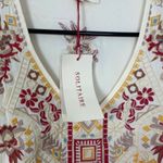 Solitaire NWT  Woman's Sz S Embroidered Cream Long Sleeve V Neck Tunic‎ Blouse Photo 4