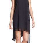 BCBGMAXAZRIA Asymmetrical High Low Chiffon Layered Dress Black Small Photo 0