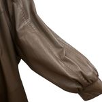 Handmade Brown Lambskin Leather Swing Stroller Brown Fox Tuxedo Front Collar Photo 3