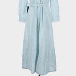 Tuckernuck Sea Stripe Catherine Maxi Dress Slate Blue Medium Belted Long Sleeve Photo 3