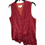 Vintage Spenser Jeremy Silk Waistcoat M Burgundy Red Jacquard Floral Holiday Size M Photo 8