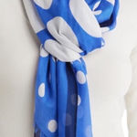 Kate Spade  New‎ York Blue W/white Dot Oblong Scarf Designer Feminine NWT Photo 0