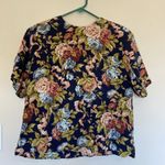 Sunny Leigh Vintage VTG SLB  100% Silk Navy Floral Flower Top Blouse Shirt Medium Photo 1