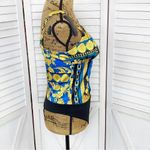 Intempo Ruched Strap Bustier Bodysuit Satin Blue Gold Yellow 8‎ Photo 3